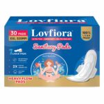 LovFiora XXL Ultra Thin Sanitary Pads for Heavy Flow – 320mm (Pack of 30) | 7-Layer Gel Technology | 100% Rash-Free & Leak Proof | Cottony Soft Extra Long Pads