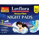 LovFiora Premium Night Pads XXL 320mm (30 Count) – 3X Faster Deep Absorption Technology | Extra Long for Heavy Flow & Leak-Free Sleep